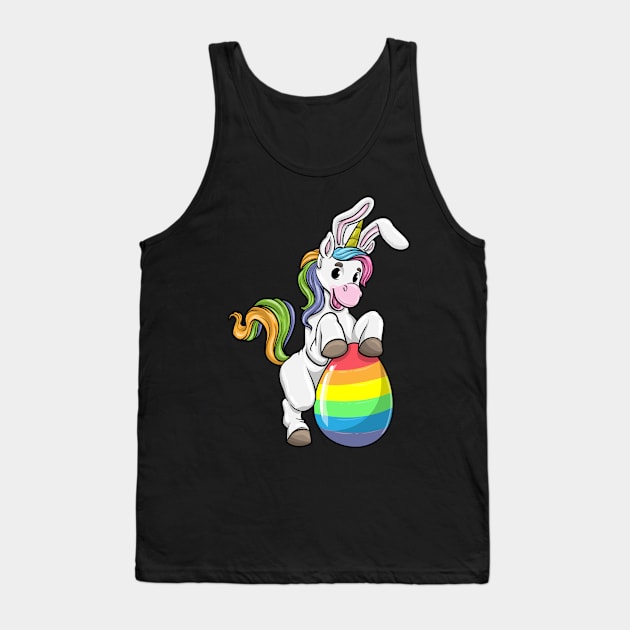 Unicorn as Easter bunny with Easter egg Tank Top by Markus Schnabel